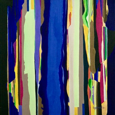 Malerei mit dem Titel "Blue landscape" von Jchadima, Original-Kunstwerk, Öl Auf Keilrahmen aus Holz montiert
