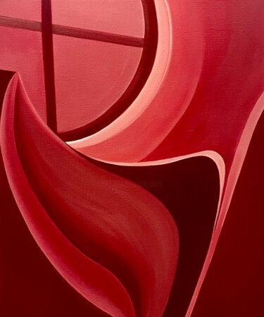 Картина под названием "Rouge Perylene 4" - Jchadima, Подлинное произведение искусства, Масло Установлен на Деревянная рама д…