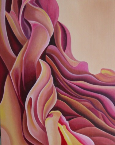 Painting titled "Pink Coral Great Ba…" by Jchadima, Original Artwork, Oil Mounted on Wood Stretcher frame