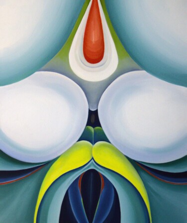 Painting titled "Untitled Flower Abs…" by Jchadima, Original Artwork, Oil Mounted on Wood Stretcher frame