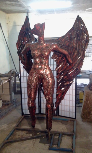 Sculpture intitulée "Mirrorangel" par Christian Lallemand, Œuvre d'art originale