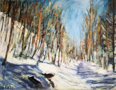 Painting titled "neige n°1" by Jean-Christophe Malle, Original Artwork, Acrylic
