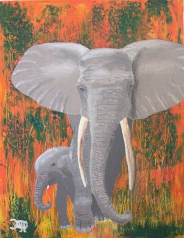 Peinture intitulée "Eléphant" par Jacques Copp, Œuvre d'art originale