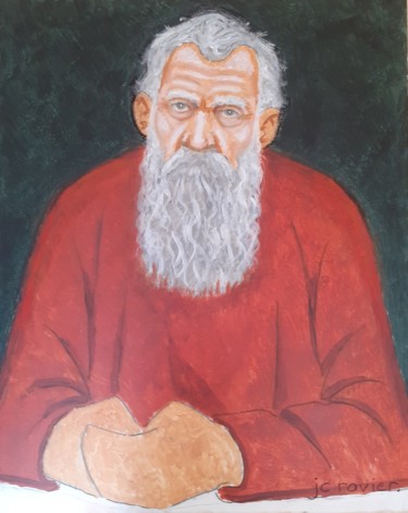 Painting titled "grand père" by Jean Christophe Ravier, Original Artwork, Acrylic