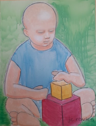 Peinture intitulée "petite enfance" par Jean Christophe Ravier, Œuvre d'art originale, Acrylique