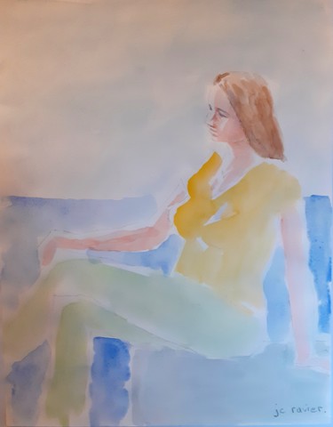 Painting titled "starlette" by Jean Christophe Ravier, Original Artwork, Watercolor