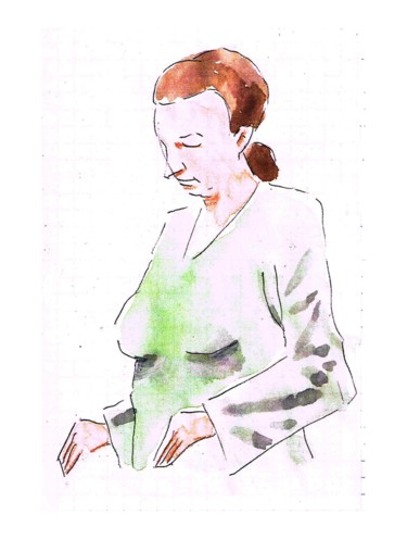 Painting titled "chignon" by Jean Christophe Ravier, Original Artwork, Watercolor Mounted on Glass