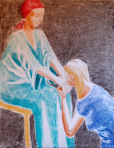 Painting titled "Madame Irma" by Jean Christophe Ravier, Original Artwork, Pastel