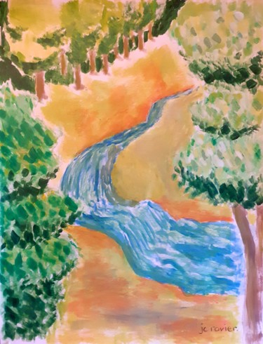 Pintura titulada "Ruisseau" por Jean Christophe Ravier, Obra de arte original, Acrílico