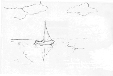 Dessin intitulée "Mer d'huile" par Jean Christophe Ravier, Œuvre d'art originale, Stylo à bille