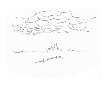 Dessin intitulée "Plaine désolée" par Jean Christophe Ravier, Œuvre d'art originale, Stylo à bille