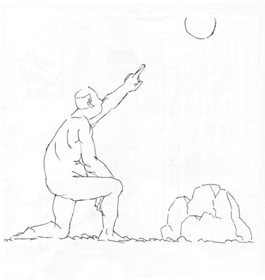 Zeichnungen mit dem Titel "Un genou à terre" von Jean Christophe Ravier, Original-Kunstwerk, Kugelschreiber
