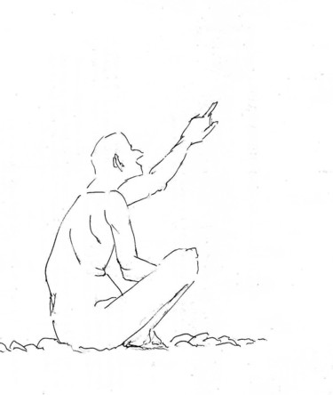 Drawing titled "Regarde" by Jean Christophe Ravier, Original Artwork, Ballpoint pen