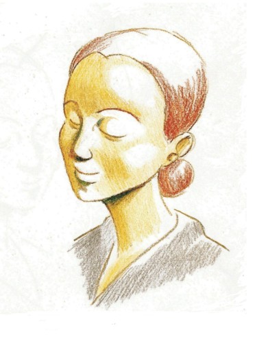 Zeichnungen mit dem Titel "Madeleine" von Jean Christophe Ravier, Original-Kunstwerk, Conté-Buntstifte