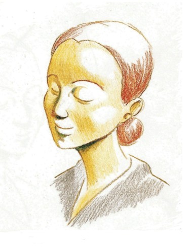 Drawing titled "Madeleine" by Jean Christophe Ravier, Original Artwork, Conté