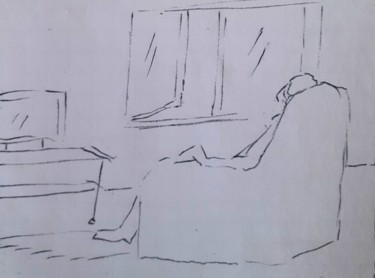 Dessin intitulée "sieste...." par Jean Christophe Ravier, Œuvre d'art originale, Stylo à bille