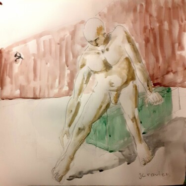 Картина под названием "Gymnastique au Krem…" - Jean Christophe Ravier, Подлинное произведение искусства, Акварель