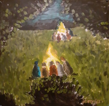 Peinture intitulée "2 feux de détresse" par Jean Christophe Ravier, Œuvre d'art originale, Huile