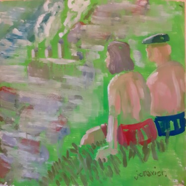Painting titled "L' amour est dans l…" by Jean Christophe Ravier, Original Artwork, Oil