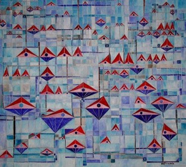 Painting titled "Geometrismos 2" by Jose Carlos Sarmento, Original Artwork, Oil