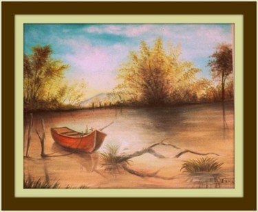 Pintura intitulada "Paisagem com barco" por José Dantas Filho Dantas, Obras de arte originais, Óleo