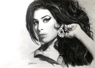 Drawing titled "Amy Winehouse" by Jerome, Original Artwork, Graphite