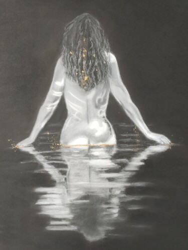Dessin intitulée "baignade" par Jean Alvarez, Œuvre d'art originale, Pastel