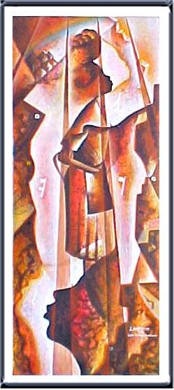Peinture intitulée "REVE D'UNE MARCHANDE" par Jean  Amos Blain, Œuvre d'art originale