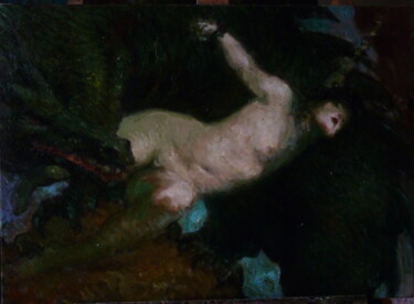 Картина под названием "Angélique enchainée" - Jean Ampe, Подлинное произведение искусства, Масло Установлен на Деревянная ра…