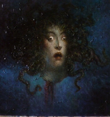 Painting titled "Gorgone" by Jean Ampe, Original Artwork, Oil