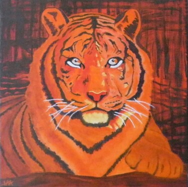 Painting titled "Tigre" by Jean Andre Arrighi, Original Artwork, Acrylic Mounted on Wood Stretcher frame