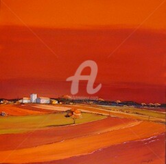 Peinture intitulée "Rouge Provence" par Jean Arthur Del Moral (Jean Arthur), Œuvre d'art originale