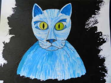 Painting titled "LE CHAT GAROU" by Le Livreur De Chats, Original Artwork, Oil