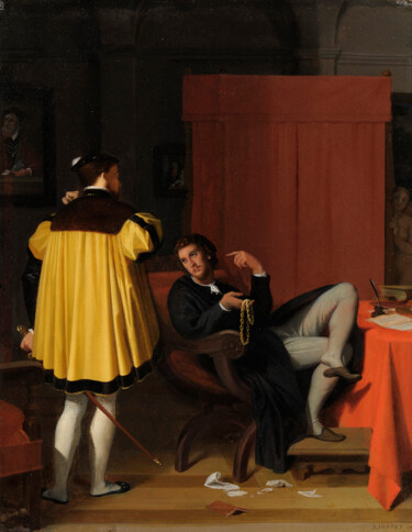 Peinture intitulée "L'Arétin et l'envoy…" par Jean-Auguste-Dominique Ingres, Œuvre d'art originale, Huile