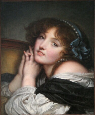 Malerei mit dem Titel "Jeune fille aux mai…" von Jean-Baptiste Greuze, Original-Kunstwerk, Öl