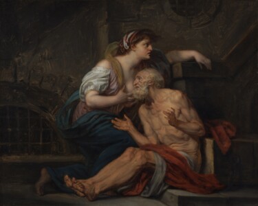 Malerei mit dem Titel "Cimon et Pero : "Ch…" von Jean-Baptiste Greuze, Original-Kunstwerk, Öl