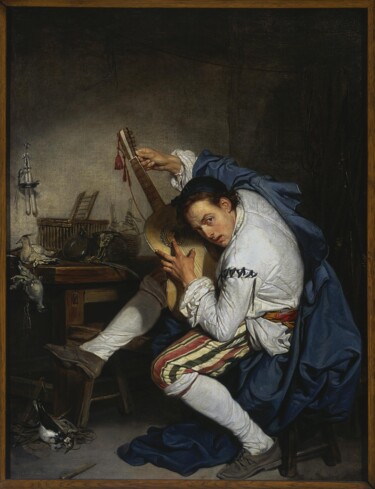 "Le Guitariste (L'Oi…" başlıklı Tablo Jean-Baptiste Greuze tarafından, Orijinal sanat, Petrol