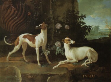 「Misse et Turlu, les…」というタイトルの絵画 Jean-Baptiste Oudryによって, オリジナルのアートワーク, オイル
