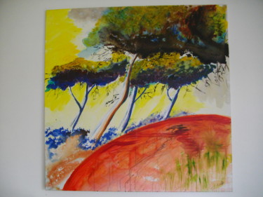 Painting titled "les pins" by Jean Bellier, Original Artwork, Acrylic