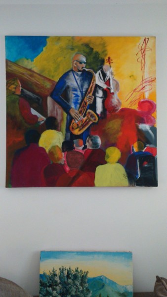 Painting titled "saxophoniste" by Jean Bellier, Original Artwork, Acrylic