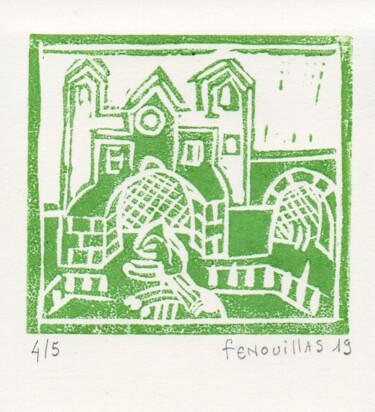 Gravures & estampes intitulée "0419-7. 4/5" par Jean-Bernard Fenouillas, Œuvre d'art originale, Linogravures