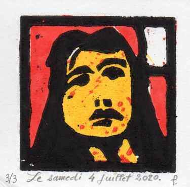 Estampas & grabados titulada "Le samedi 4 juillet…" por Jean-Bernard Fenouillas, Obra de arte original, Xilografía