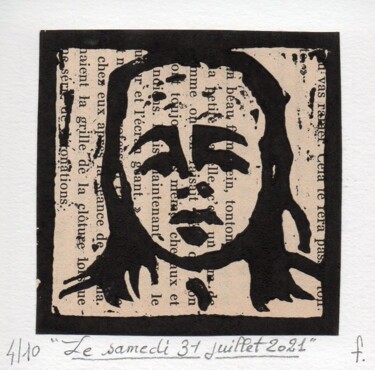 Gravures & estampes intitulée "Le samedi 31 juille…" par Jean-Bernard Fenouillas, Œuvre d'art originale, Xylographie