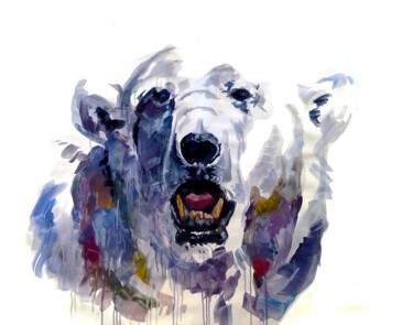 Pintura titulada "ours salement blanc" por Jean Bodin, Obra de arte original, Pigmentos