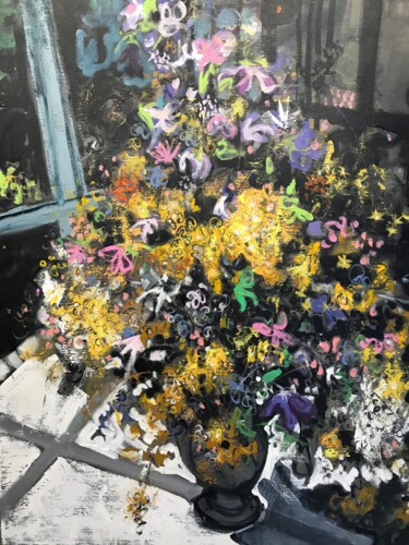 Painting titled "Fleurs sauvages du…" by Jean Brisé, Original Artwork, Acrylic Mounted on Wood Stretcher frame
