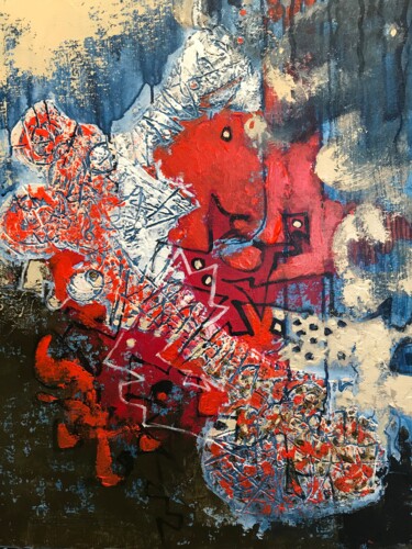 Картина под названием "Art brut 2+" - Jean Brisé, Подлинное произведение искусства, Акрил Установлен на Деревянная рама для…