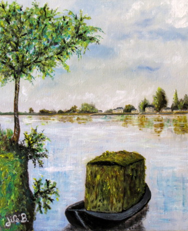 Peinture intitulée "Barque du chasseur…" par Jicé B., Œuvre d'art originale, Huile