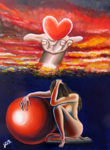 Peinture intitulée "" Au coeur de mon a…" par Jicé B., Œuvre d'art originale, Huile