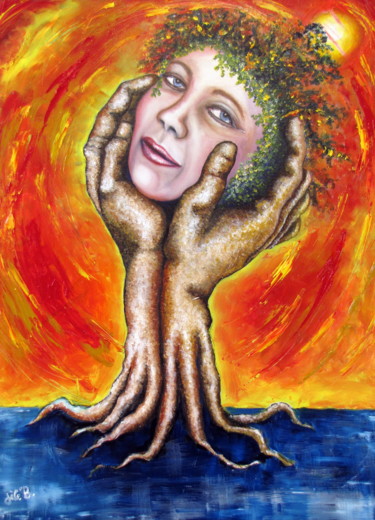 Peinture intitulée "" l'arbre de vie "" par Jicé B., Œuvre d'art originale, Huile