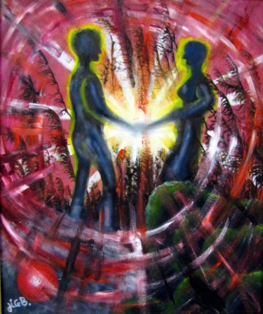 Peinture intitulée "" Fusion "" par Jicé B., Œuvre d'art originale, Huile
